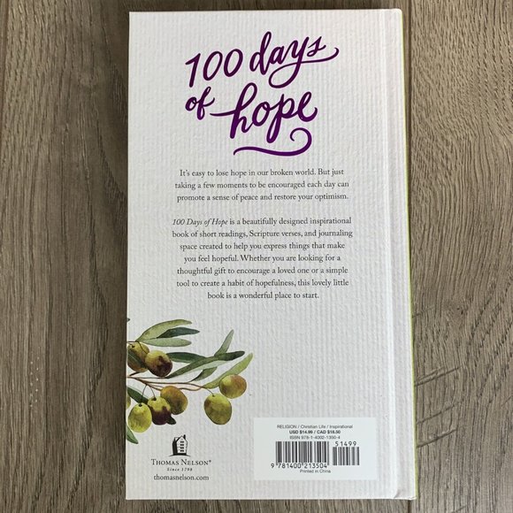 100 Days of Hope by Thomas Nelson Hardcover 2019 - Picture 2 of 8